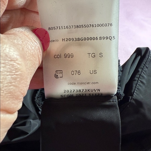 Moncler Classic Black Sweatshirt Crystal Logo Lace Up Hem Pullover - Picture 8 of 9